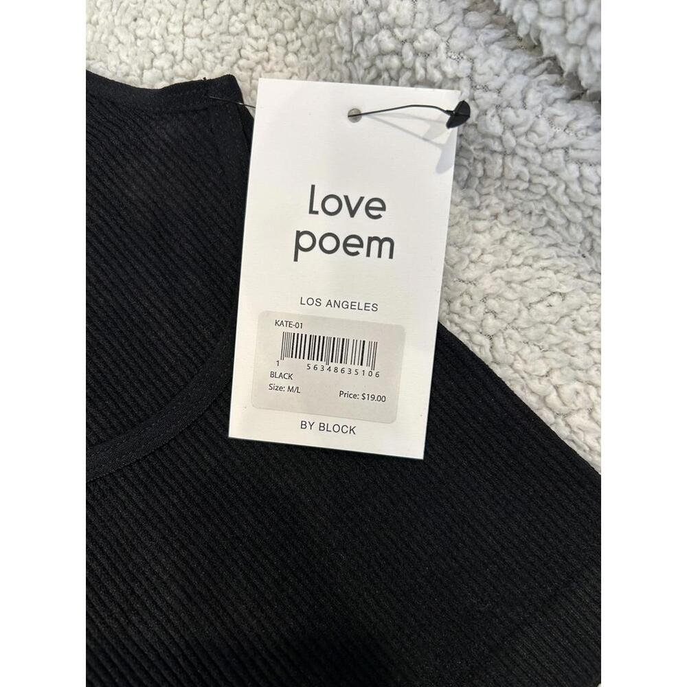 Love Poem Black Ribbed Crop Tank Top Size M/L - Picture 2 of 4